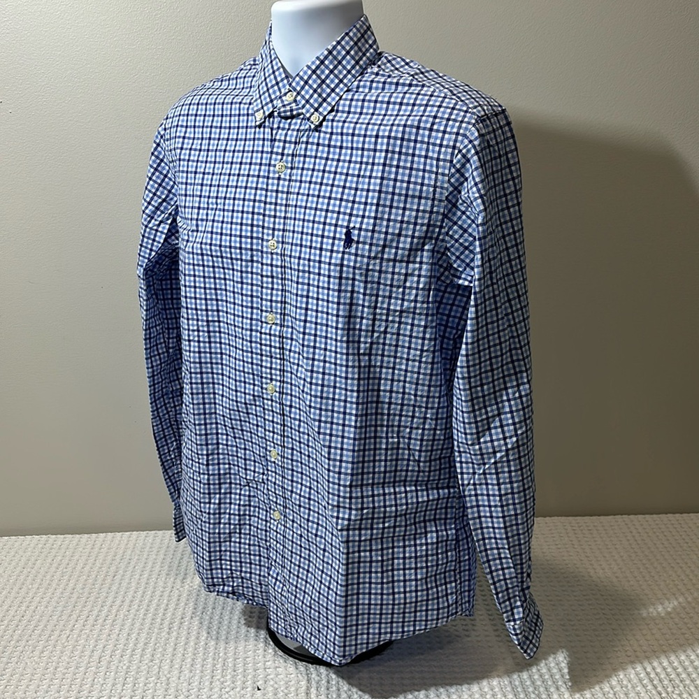 Polo by Ralph Lauren Blue and White Casual Button Down Shirt
